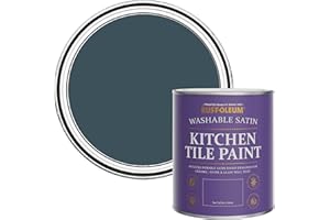Rust-Oleum Blue water resistant Kitchen Tile Paint in Satin Finish - Evening Blue 750ml