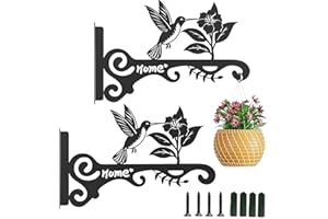 Zengjunwei 2pcs Supports Panier À Suspendre, Hanging Plant Holder, Supports Jardin Suspendus Cintres Pot Fleur Avec Vis, Pour Lanternes, Paniers Suspendus, Cages À Oiseaux (Oiseau picore fleurs B)