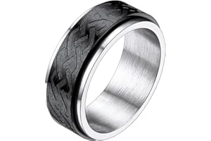 Richsteel Anillos Dar Vuelta Anti Estrés, Spinner Giratorio, Diseño Cruz/Rueda/Nudo Celta, 6 Opciones de Tallas, Joyero Incluido