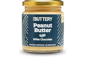 The Buttery – Peanut Butter White Chocolate/Crema de Cacahuete con Chocolate Blanco, 100% Cacahuete Alto Oleico Saludable, Sin Aceite de Palma, Fuente Proteína, Sin Gluten, Apto Vegetarianos - 220g