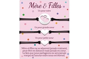 Temulnee Mere Fille Bracelet Cadeau Maman et 2 3 4 Filles Bracelets Assortis Pour 2 3 4 5 Pièce Mère Noel Mamounette Cadeau Fetes Des Mere Anniversaire Femme Ado Fille Original Idee Coeur Bijoux