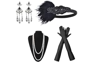 NITAIUN 20er Jahren Zubehör Set für Damen, 20er Jahre Accessoires 1920 Zubehör-Set Flapper Great Gatsby Accessoires Set Roaring 20's Theme Set Charleston Accessoires Damen