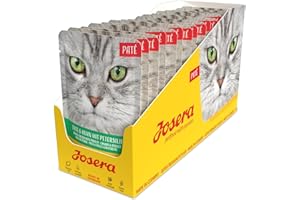 JOSERA Pâtée canard & poulet au persil (16 x 85 g) | Sachets fraicheur pour chat avec de l'huile de saumon | Sans céréales | Nourriture humide Super Premium pour chat adulte | Lot de 16
