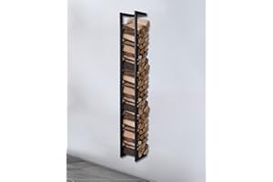 Lendo Online Scaffale per legna da ardere, modello da appendere + borsa per il trasporto, per interni ed esterni, scaffale per legna da ardere, in metallo (25 x 25 x 196 cm)