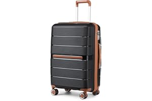 British Traveller Maleta de Viaje Mediana con Material PP Maleta de Cabina Rígida Ligera con Cerradura TSA (66cm, Negro)