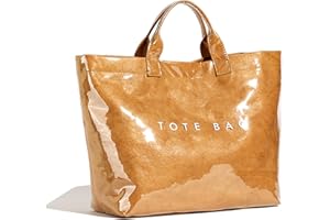 GSenhui PVC Tote Bag Women's Letters Print Tote Bag Large Kraft Paper Tote Bag Carry All Bag Top Handle Clear Hobo Handbag