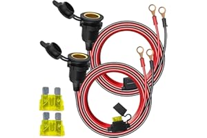 SOLRYN Lot de 2 Prises Allume Cigare Étanches 12V 24V avec Câble et Embout Terminal à Œillet 8 Millimètre, Fiche Mâle Femelle avec Fusible pour Voiture, Moto, Bateau, Camping Car