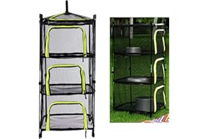 VIONNPPT 4 Schichten Camping Trockenes Netz Mit Reißverschluss, Outdoor Trocknungsnetz Faltbare Drying Net Trocknen Rack Mit Tragetasche, Kann Stehen Oder Hängen (Grün+Schwarz)