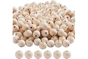 Glaxcidy Runde Holzperlen, 50 Pcs Natürliche Runde Holzperlen, 30mm Unbehandelt Holzkugeln mit Loch, Unlackierte Holzperlen für Handwerk DIY Handgemachte Dekoration, Schmuckherstellung