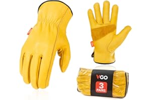 Vgo... Guanti Uomo Lavoro Impermeabili in Pelle Bovina, Guanti Resistenti per Edilizia Barbecue Magazziniere Multipla, CA9597W