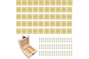 yufana 50 StüCk Mini-Scharniere, Goldenes Scharnier Klein, Scharnier Ersetzen，Goldene Mini-Scharniere 18 X 16 Mm Mit 200 Schrauben FüR Schmuck, Holzkisten-Bastelarbeiten