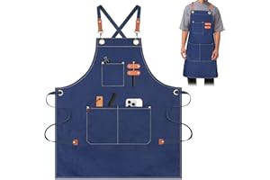 AYESY Fartuchy na płótnie, 68 x 99 cm fartuchy szefa kuchni z regulowanym paskiem i 3 kieszeniami, fartuch roboczy dla mężczyzn, kobiet, fartuch do kelnerów, gotowanie artysty malarskiego, krzyż