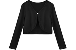 Arshiner Boléro Ouvert Devant pour Filles Cardigan pour Enfants Boléro en Tricot avec Manches Longues et Fermeture à Boutons