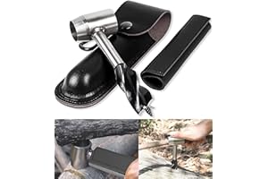 Guanyj Cle A Vis Manuelle Bushcraft, Foret à Bois Manuel à Bois vis à Main Outils Bushcraft Foret à Main Polyvalente,Tarière Manuelle Bushcraft équipement de Survie（Noir）, noire, 26,2 cm