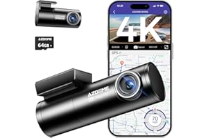 AZDOME 4K Dash CAM Front and Rear, Built in WiFi GPS Dual Dashcams for Cars, Voice Control Car Camera with UHD 2160P, Night Vision, WDR, G-Sensor, Parking Monitor, 64GB SD Card Included (M300S)