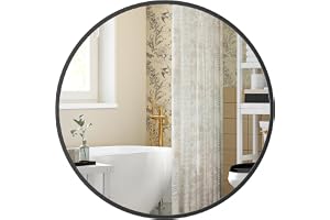 SONGMICS Rund spegel, 40 cm badrumsspegel för vägg, metallram, lätt att installera, modern väggspegel för badrum, vardagsrum