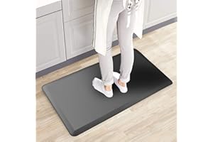 FUNYKICH Anti Fatigue Standing Mat, Standing Desk Mat, Non Slip Waterproof Anti Fatigue Mat, Comfort Kitchen Floor Mats for Kitchen, Office, Laundry Room and Stand-up Desks(Grey, 29.9x17.3x0.47inch)