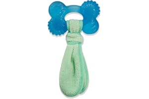 Nylabone Puppy Teething Chew Toy Freezer Bone with Soothing Cloth, Peanut Butter Flavour, S, for Puppies Up to 11 kg