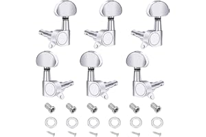 MAOXINTEK Pioli Accordatura per Corde Chitarra, 3R 3L Paletta Chitarra Bottoni meccaniche Accordatore con Boccole e Viti, per Chitarra Elettrica o Acustica