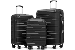 COOLIFE Hard Shell Suitcase Rolling Suitcase Travel Suitcase Expandable Luggage (Only Large Suitcase Expandable) ABS Material with TSA Lock and 4 Wheels, darkgray, Unisex