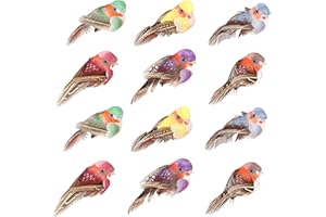 HERCHR Uccelli Decorativi Colorati, 12 Pezzi Uccellino Artificiali Uccello, Uccellini Finti con Piume Piuma Uccello Mini Passero Colorato Simulazione Uccello Decorazione Ornamento per Giardino di Casa