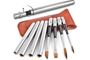 Fuumuui Juego de pinceles de viaje profesional Kolinsky pinceles para acuarela tintas acrílicas pintura gouache