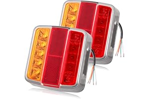 PROZOR Luces Traseras para Remolque 18 LED 12V Lámpara Trasera para Camión Ámbar Piloto Remolque Homologado E11 Indicador de Freno Impermeable IP65 para Remolque Camión Caravana 2 Piezas