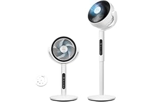 LEVOIT Ventilatore a Piantana 20dB, Ventilatore Silenzioso per Camera da Letto, Ventilatori da Tavolo 2 in 1 Fino a 30m, Oscillazione 90°+120° con Telecomando, 12 Velocità, 4 Modalità, Timer 12 Ore