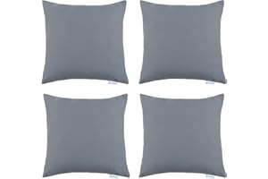Proheeder Scatter Pillow Covers - Water Resistant & Washable Square Style Pillow Covers, Decorative Outdoor Pillow Covers for Sofa, Couch, Bed & Bench | (45 x 45cm, Dark Grey, Pack of 4)
