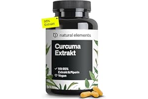 ‎NATURAL ELEMENTS natural elements Curcuma Extrakt – Hochdosiert: Curcumingehalt EINER Kapsel entspricht 10.000mg Kurkuma – Hochdosiert aus 95% Extrakt – 90 Kapseln