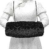 SwirlColor Manicotto Scaldamani, Pelliccia Sintetica Mano Muff of Strap Tasca Comodo Scaldamani Nero per Donna Uomo Bambini 1