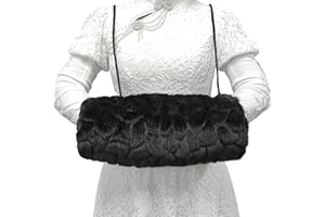 SWIRLCOLOR Manicotto Scaldamani, Pelliccia Sintetica Mano Muff of Strap Tasca Comodo Scaldamani Nero per Donna Uomo Bambini 1 pz, con Gancio Trasparente 1 pz