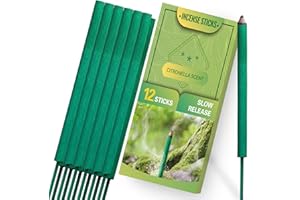 SCENTORINI 12 Bastoncini di Incenso Citronella, per Esterni come Giardini, Balconi e Terrazzi, Tempo di combustione 85 Minuti per Ogno Bastoncini
