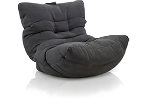 Aiire Relaxo Bean Bag Chair for Children - Design Bean Bag Chair Fluffy for Children's Room or Living Room - Indoor Floor Chair Small with Filling in Dark Grey