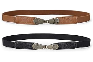 JASGOOD Women Skinny Elastic Stretch Belt for Dresses Retro Ladies Waist Vintage Thin Belt, Brown