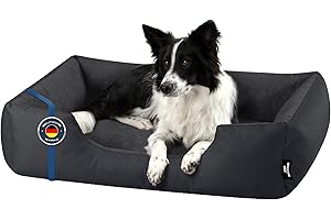 BedDog legowisko dla psa ZARA, sofa dla psa z Cordury, mikrofibra welurowa, zmywalne legowisko dla psa z brzegiem,do wewnatrz, na zewnatrz, XL, GRAFIT (grafit)