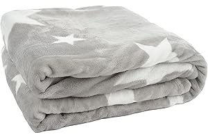 Etrexonline Manta de Franela Premium 100% Microfibra: Tacto Ultra Suave, Cálida y Mullida para Sofa, Cama y Sobrecama - Flannel Blanket de Calidad - 130x160cm Estrella