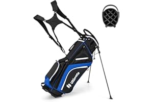 LIFEZEAL Sac de Golf avec Support, Sac Club de Golf à 14 Compartiments, Sac de Golf Léger avec Double Bretelles, 6 Poches Zippées, Housse de Pluie, pour Hommes et Femmes