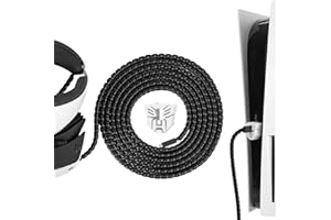 Geekria Cable Protectors Cover and Plug Protector Compatible with PlayStation PS5, PSVR 2, Replacement Lines Protect, Prevent Falling Charger Cable Sleeve VR Gaming Accessories (Black 17ft)