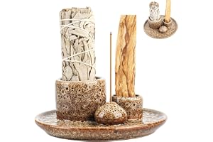 4-i-1 rökelsehållare, Palo Santo-hållare, salviahållare för att bränna fläckskål för hemmakontor, yoga, meditation