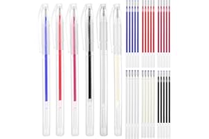HAIFAFAFAING 36 pcs Heat Erasable Pen for Fabric, Fabric Pens for Clothes with 30 Refills and 6 Barrels, Assorted Colors Marking Pens for Sewing Quilting Dressmaking DIY Crafts