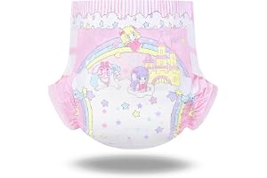 LittleForBig Ultra absorberande 7 000 ml justerbar krok och ögla fäststängning vuxen tryckt tyg baksida blöja 2 delar - Fairy Littles in Dreamland (M)