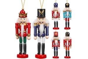 ‎AMOSFUN Amosfun 6 Stücke Holz Nussknacker Soldat Figuren Puppen Weihnachten Ornament Dekofigur Baumschmuck Christbaumschmuck Holzanhänger Tischdeko Weihnachtsbaum Anhänger