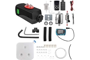 1inchome 2KW / 5KW / 8KW Riscaldatore ad Aria Diesel 12V Riscaldatore di parcheggio per Camion per Barche per Auto con Interruttore LCD (Fibra di Carbonio Nero, 8KW Nuovo Telecomando)