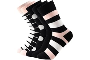 Balseti Calcetines Mujer, 6 Pares, Algodón Suave, Estampados Rayas y Lunares, Talla Única (35-41)