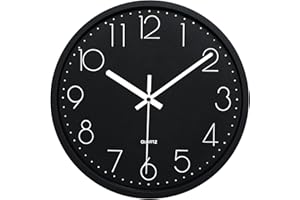 Plumeet Orologio Silenzioso, Orologio al Quarzo Antigraffio da 30cm, Alimentato a Batteria, Design Moderno Adatto per Decorare la Scuola di Home Office (Nero)