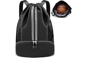 WuGU Worek gimnastyczny ze ściągaczem, wodoszczelny worek sportowy, torba na piłkę nożną, regulowany plecak sportowy z kieszenią na buty, duża pojemność, plecak sportowy dla kobiet / mężczyzn /