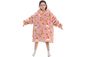 Tolaler Bluza Koc z kapturem Super miękki koc termiczny z kapturem Dziecięcy koc z kapturem z kieszenią Odpowiedni dla chłopców i dziewcząt