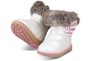 WYSFLY Stivali da neve da bambina per bambini Stivali con fodera in pelliccia sintetica per bambini Scarpe basse per appartamenti invernali Stivaletti caldi per bambino
