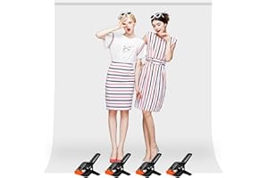 HEYSLIY Heysily Sfondo Fotografico Bianco 2x3m - Lavabile Sfondi Fotografici per Compleanno, Studio Fotografico, Streaming, YouTube e Produzione Video, Sfondo Portatile e Pieghevole con 4 Terminali